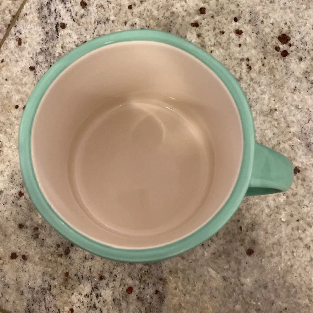 Anthropologie Hand Painted Letter A Monogram Green Ceramic Coffee Tea Mug